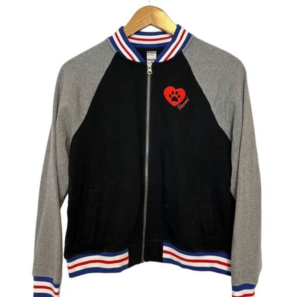 BOBS from Skechers Unisex Varsity Jacket M Embroidered Paw Logo Zip Multicolor